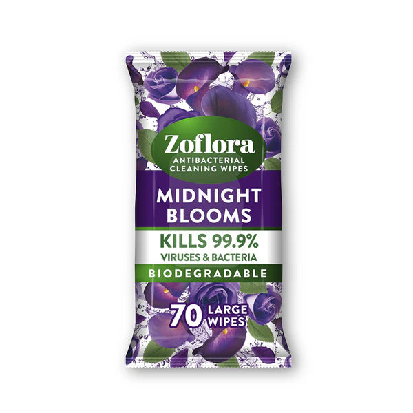 Zaflora Antibacterial Multi Surface Cleaning Wipes Midnight Blooms